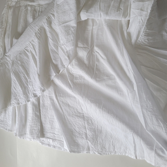 Lucky Brand White & Blue Sleeveless Tiered Boho Linen Blend Smocked Maxi Dress - Picture 8 of 10